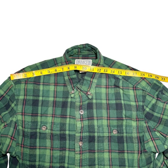 Duluth Trading Co. | Men | Green Plaid Flannel LS Button Front Shirt | Medium - Picture 3 of 10
